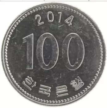 Монета 100 вон Южной Кореи 2014 года Медно-никель Адмирал Ли Сунсин