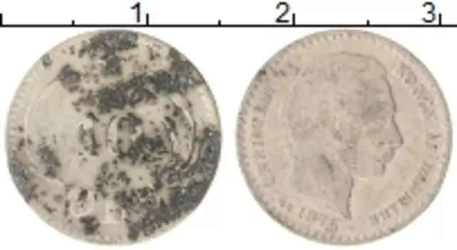 Монета 10 эре Дании 1875 года Серебро Кристиан IX