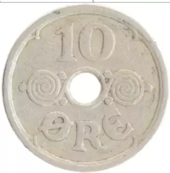 Монета 10 эре Дании 1926 года Медно-никель Кристиан X