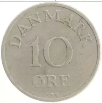 Монета 10 эре Дании 1948 года Медно-никель Фредерик IX