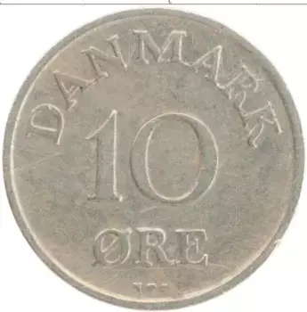 Монета 10 эре Дании 1949 года Медно-никель Фредерик IX