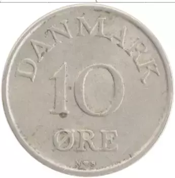 Монета 10 эре Дании 1953 года Медно-никель Фридрих IX