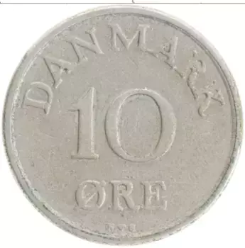 Монета 10 эре Дании 1954 года Медно-никель Фредерик IX