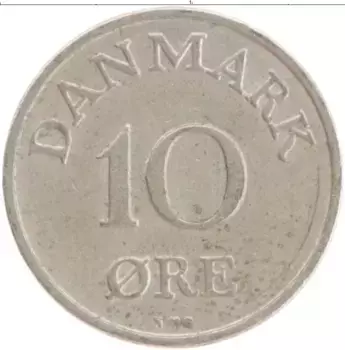 Монета 10 эре Дании 1955 года Медно-никель Фредерик IX