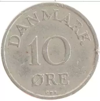 Монета 10 эре Дании 1958 года Медно-никель Фредерик IX
