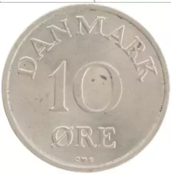 Монета 10 эре Дании 1960 года Медно-никель Фредерик IX
