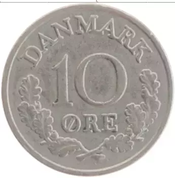 Монета 10 эре Дании 1961 года Медно-никель Фредерик IX