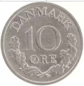 Монета 10 эре Дании 1967 года Медно-никель Фредерик IX