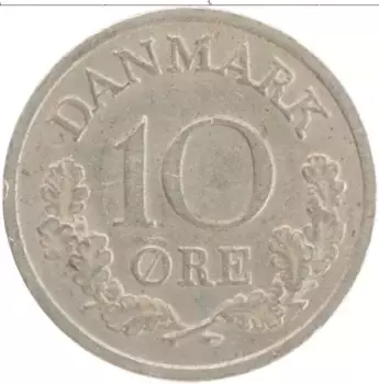 Монета 10 эре Дании 1970 года Медно-никель Фредерик IX