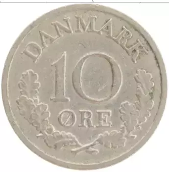 Монета 10 эре Дании 1971 года Медно-никель Фредерик IX