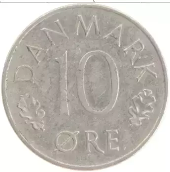 Монета 10 эре Дании 1973 года Медно-никель Маргрете II