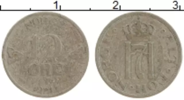 Монета 10 эре Норвегии 1911 года Серебро Хокон VII