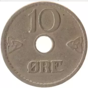 Монета 10 эре Норвегии 1925 года Медно-никель