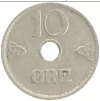 Монета 10 эре Норвегии 1926 года Медно-никель Хакон VII