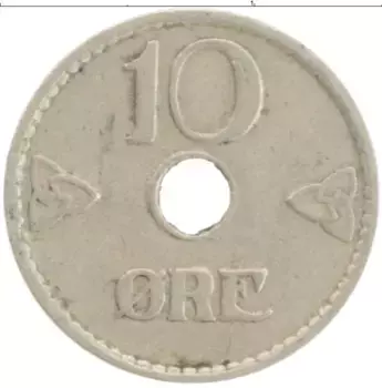 Монета 10 эре Норвегии 1926 года Медно-никель Хокон VII