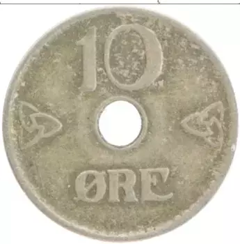 Монета 10 эре Норвегии 1926 года Медно-никель Хокон VII
