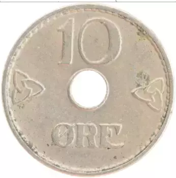 Монета 10 эре Норвегии 1938 года Медно-никель Хокон VII