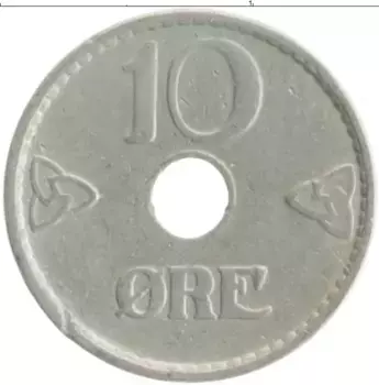 Монета 10 эре Норвегии 1938 года Медно-никель Хокон VII