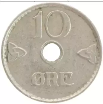 Монета 10 эре Норвегии 1941 года Медно-никель Хокон VII