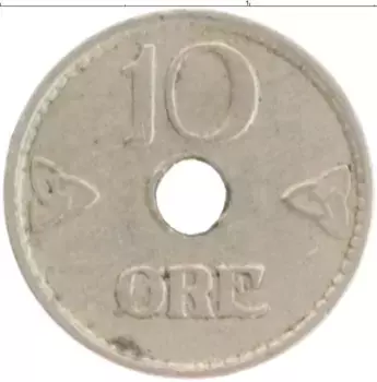 Монета 10 эре Норвегии 1947 года Медно-никель Хокон VII