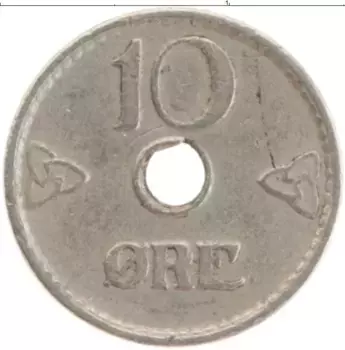 Монета 10 эре Норвегии 1949 года Медно-никель Хокон VII