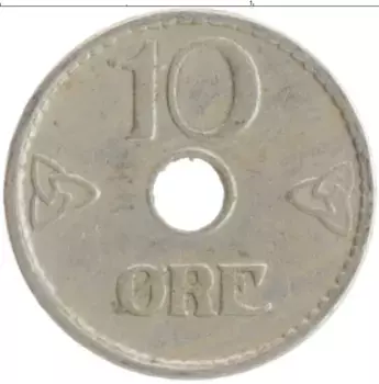 Монета 10 эре Норвегии 1949 года Медно-никель