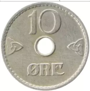 Монета 10 эре Норвегии 1951 года Медно-никель Корона