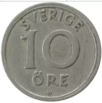 Монета 10 эре Швеции 1920 года Медно-никель Густав V