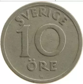 Монета 10 эре Швеции 1920 года Медно-никель Густав V