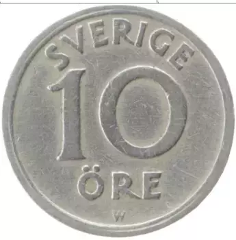 Монета 10 эре Швеции 1921 года Медно-никель Густав V