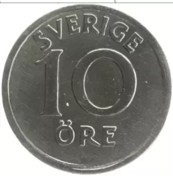 Монета 10 эре Швеции 1923 года Медно-никель Густав V