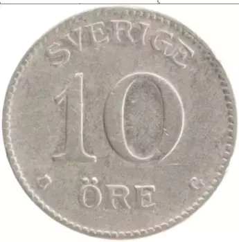 Монета 10 эре Швеции 1931 года Серебро Густав V