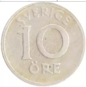 Монета 10 эре Швеции 1941 года Медно-никель Густав V