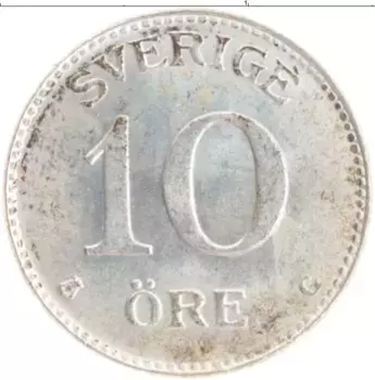 Монета 10 эре Швеции 1941 года Серебро
