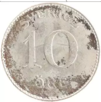 Монета 10 эре Швеции 1941 года Серебро