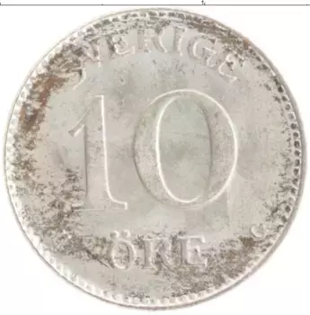 Монета 10 эре Швеции 1941 года Серебро