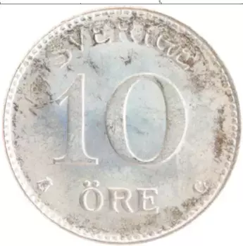 Монета 10 эре Швеции 1941 года Серебро