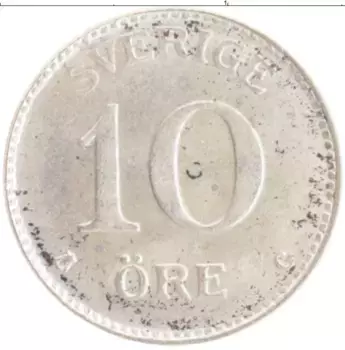 Монета 10 эре Швеции 1941 года Серебро