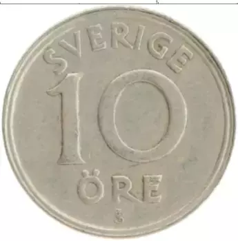 Монета 10 эре Швеции 1946 года Медно-никель Густав V