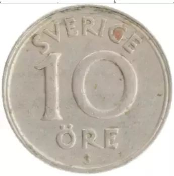 Монета 10 эре Швеции 1946 года Медно-никель Густав V