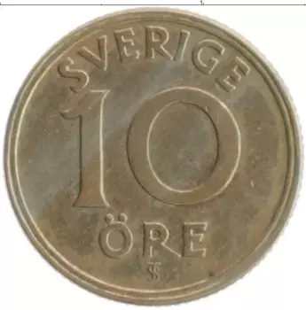 Монета 10 эре Швеции 1947 года Медно-никель Густав V