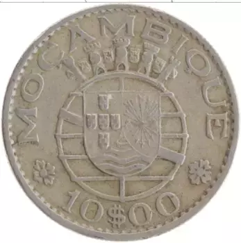 Монета 10 эскудо Мозамбика 1974 года Медно-никель