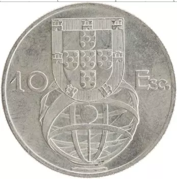 Монета 10 эскудо Португалии 1954 года Серебро