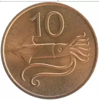 Монета 10 аурар Исландии 1981 года Бронза