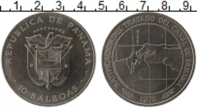 Монета 10 бальбоа Панамы 1978 года Медно-никель Реализация договора о Панамском канале