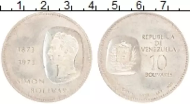 Монета 10 боливар Венесуэлы 1973 года Серебро Симон Боливар