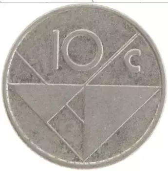 Монета 10 центов Арубы 1990 года Медно-никель
