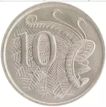Монета 10 центов Австралии 1966 года Медно-никель Елизавета II