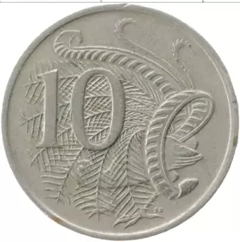 Монета 10 центов Австралии 1968 года Медно-никель Елизавета II