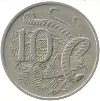 Монета 10 центов Австралии 1968 года Медно-никель Елизавета II